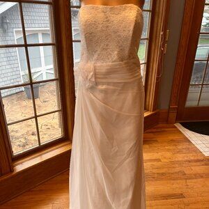 DaVinci Ivory Lace Chiffon Strapless Bridal Gown Wedding Dress Plus Size 18 W